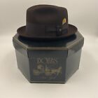 Vintage Dobbs Fifth Avenue New York 7 Brown Fedora + Yellow Feather Hat + Box