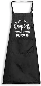 Funny Apron for Men Women - Black Bib Apron with Pockets - Adjustable Aprons Wat - Picture 1 of 7