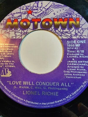 LIONEL RICHIE LOVE WILL CONQUER ALL/THE ONLY ONE MOTOWN VG F276 - Image 1 of 2