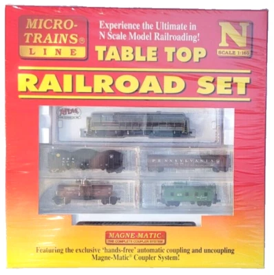 N MTL Table Top Lackawanna FM H24-66 Train Master & 4-Car Freight Set NIB - Image 1 of 4