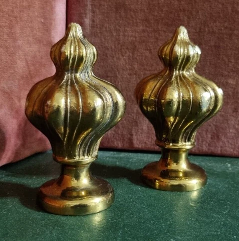 2 bronze post newel finial curtain stair - Vintage french architectural salvage Cover