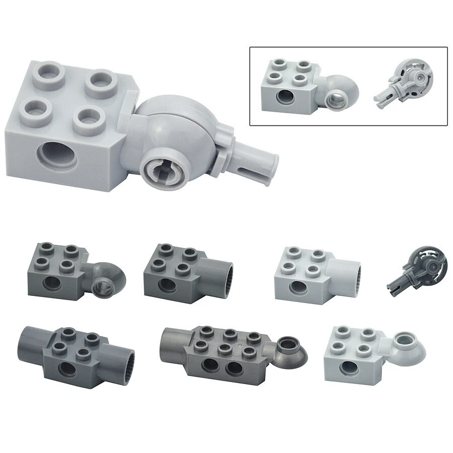 Gray Technic Rotation Joint Ball+Mod Brick W/Pin Hole Socket Loop Parts For Lego - Image 1 of 4