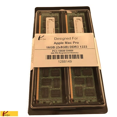 16GB KIT 2X 8GB PC3-10600 1333 MHZ ECC REGISTERED APPLE Mac Pro Tower MEMORY RAM - Image 1 of 3