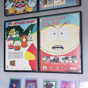 FRAMED Retro 1998 SOUTH PARK ad/poster N64 Video Game Wall Art Cartman's Big Fat
