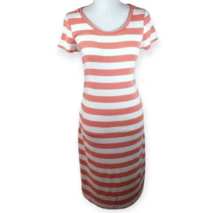 LIZ LANGE MATERNITY PEACH STRIPE DRESS SZ.S EUC. - Picture 1 of 7
