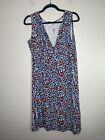 St Johns Bay Blue Floral V Neck Casual Sleeveless Dress Womens Size 0X Nwt