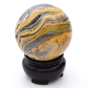 50mm Bumblebee Jasper 161g Natural Crystal Sphere Ball Gemstone, Inc Stand - Bild 1 von 5