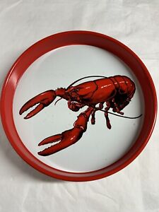 LOT-5 Crawfish Tin/ Metal Trays Red & White w/ Crawfish 13"