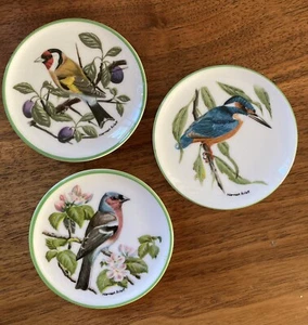 3 Mini Porzellan Teller Crown Staffordshire England Vögel Fink Eisvogel 3" - Bild 1 von 11