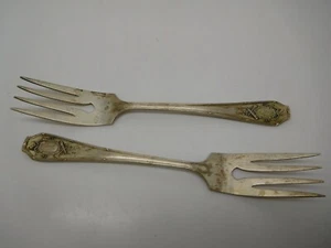 2 Sterling Silver Antique Forks RW&S 7-1/4" R Wallace & Sons "A" Mono  - Picture 1 of 6