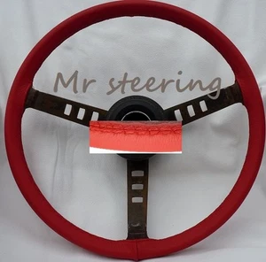FITS STANDARD VANGUARD PHASE lll 55-59 RED ITALIAN LEATHER STEERING WHEEL COVER - Picture 1 of 1