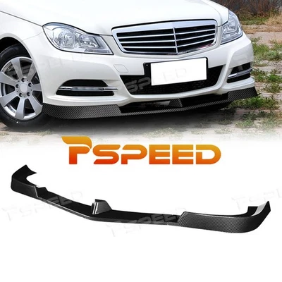 Carbon Look For 2012-2014 Mercedes Benz C300 C350 W204 Front Bumper Spoiler Lip - Imagem 1 de 4