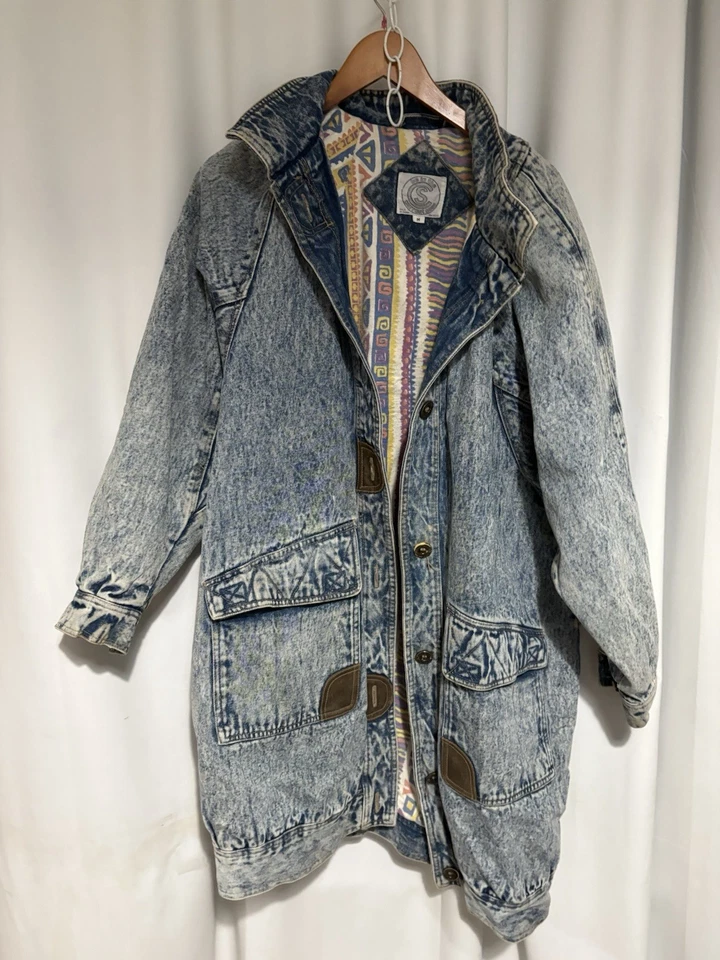 Abrigo De Colección Años 80 Be In The Current Visto Adulto Medio Denim Lavado Ácido Foto 1 de 4