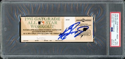 Ken Griffey Jr. Signed 1993 All Star Workout Home Run Derby Ticket PSA 8 Sig 10 - Image 1 of 2