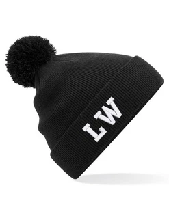 Personalised Adult Pom Pom Beanie Bobble Hat With Name Slogan Adult - Picture 1 of 30