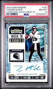 2023 Tanner McKee Contenders Auto Week 18 Variation Rookie Eagles #135 PSA 8 QB - Picture 1 of 3