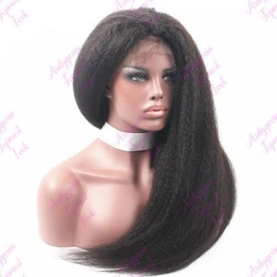 Cabello humano liso rizado 250 % frente de encaje 28" Foto 1 de 3