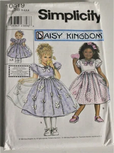 Simplicity 0619 Daisy Kingdom Dress w Apron Toddler and Girl 3-6 Plus 18" Doll - Picture 1 of 10