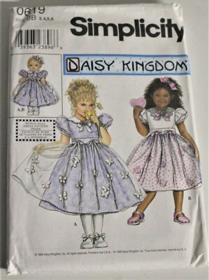 Simplicity 0619 Daisy Kingdom Dress w Apron Toddler and Girl 3-6 Plus 18" Doll - Image 1 of 4