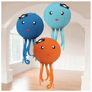 PIRATE PARTY Ahoy Birthday DELUXE PAPER LANTERNS (3) ~ Supplies Hanging Octopus - Picture 1 of 1