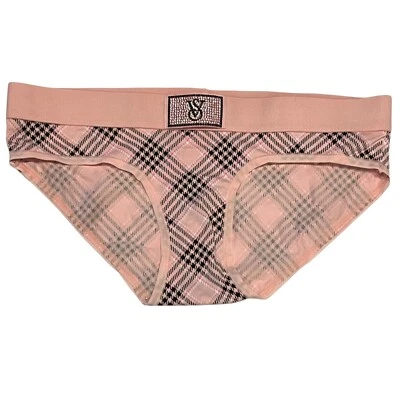 NWT VICTORIA'S SECRET Hiphugger Hipster Pantie Sz XS-S-M-L-XL Pink Plaid Bling - Image 1 of 4