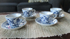 Set of 4 Vintage BLUE DANUBE Tea Coffee Cup & Saucer Onion China Dinnerware
