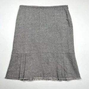 White House Black Market Size 8 Skirt Wool Blend Satin Line Contrast Flounce Hem - Picture 1 of 7