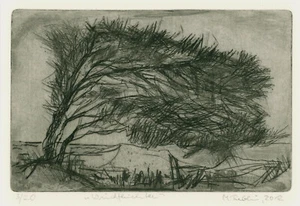 Reblin, Maren (1943 Swinemünde) "Windflüchter" Kaltnadelradierung - Bild 1 von 4