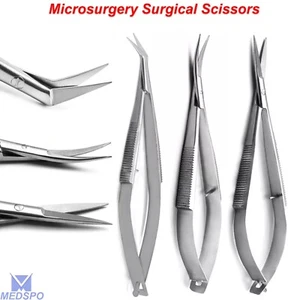 Microcirugía Noyes Tijeras Sutura de Resorte Instrumentos Quirúrgicos Rectos Curvos - Imagen 1 de 4