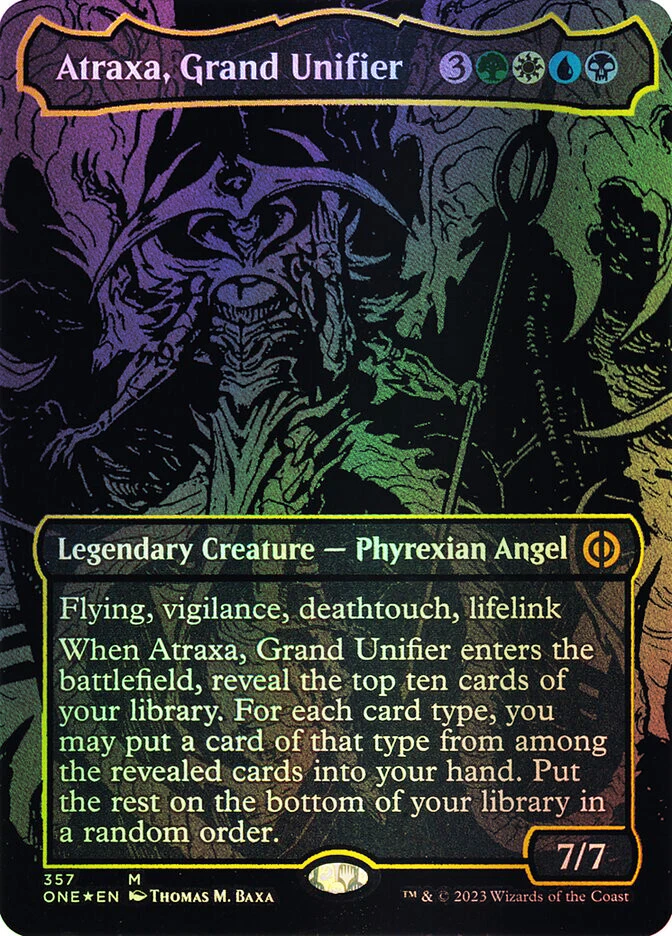 MTG FOIL Atraxa, Grand Unifier 357 Borderless Oil Slick Foil  - Phyrexia: All - Image 1 of 1