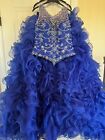 Blue Quincenera Dress Size 10 With Rhinestones Great Condition