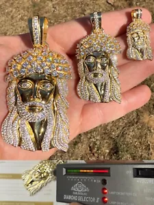 Colgante Real MOISSANITA Kufi Jesús Pieza Biggie Pequeño Tito Oro 14k Sobre Plata - Imagen 1 de 24