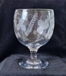 Antique Fine Engraved 19th Century Hops & Barley Enlarged Serving Rummer c1840 - Picture 1 of 21