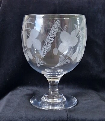 Antique Fine Engraved 19th Century Hops & Barley Enlarged Serving Rummer c1840 - Image 1 of 4