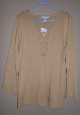 Suéter túnica Newport News beige dorado para mujer GRANDE NUEVO CON ETIQUETAS Foto 1 de 4