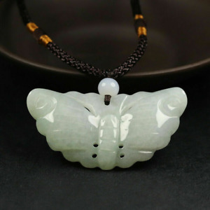 Certified Grade A 100% Natural Green Jadeite Jade Pendant Carved Butterfly C1217