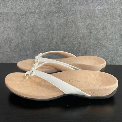 Sandália Vionic Bella Feminina 9.5 Branco Laço Ortopédico Tanga Conforto Chinelo Chinelo - Imagem 1 de 4