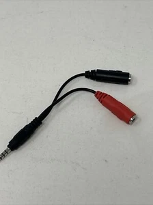 NEW Male 3.5mm Headset to Dual Female Y-Splitter CABLE Mic Adapter 4-Pole TRRS - Zdjęcie 1 z 1