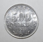 S5 - Germany Weimar 500 Mark 1923-G Brilliant Uncirculated Aluminum Coin - Eagle