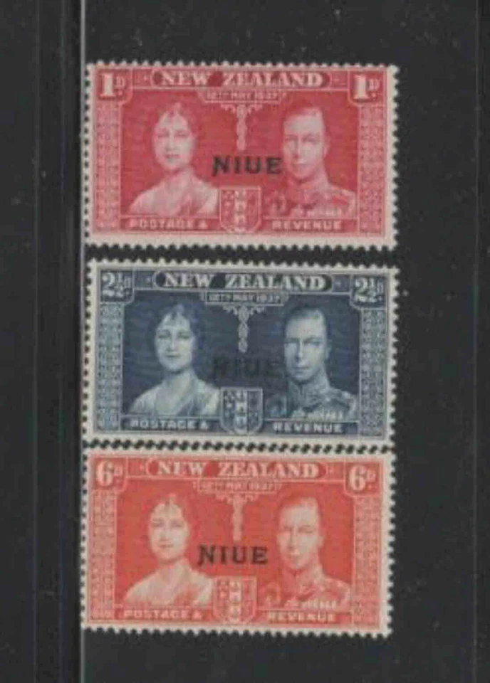 NIUE #70-72 1937 年 CORONATION ISSUE 完好 VF NH O.G cc — 第 1/1 张图片