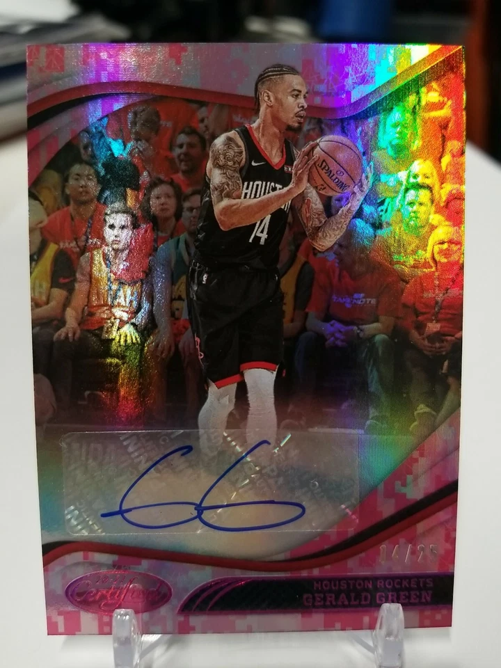 Lámina paralela rosa camuflaje verde esmeralda con certificación Panini 2020-21 automática/25 Foto 1 de 4