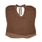 Mini Velvet Brown Knit Short Sleeve V Neck Top Womens Bnwt Uk Size 18 Cc573