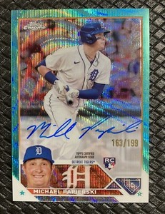 MICHAEL PAPIERSKI 2023 Topps Chrome Aqua Wave Refractor Rookie Auto /199 Tigers