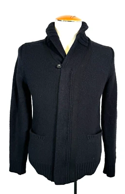 Club Monaco Black Soft Wool Cashmere Blend Knit Zip Cardigan Pockets Men's Sz M - Image 1 of 4