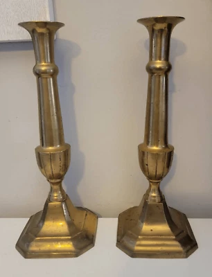 Antique Brass Candlestick Pair Holder 11.5"Tall - Image 1 of 4