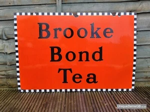 Early BROOKE BOND TEA Enamel Sign Advertising Porcelain Sign 30" x 20" - Picture 1 of 8