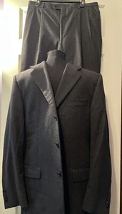 Pantaloni tuta due pezzi Hickey Freeman Madison lana peggiorata 42R grigio scuro 34X28 - Foto 1 di 18