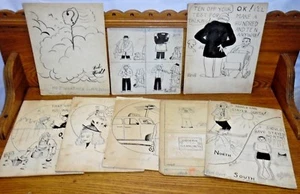 Eight Vintage 1950s Hand Drawn Comics - Nat Mirell - Picture 1 of 12