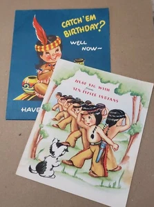 Used Vintage 1950s Child Birthday Cards Indians Ten Little Indians Pop Up - Picture 1 of 7