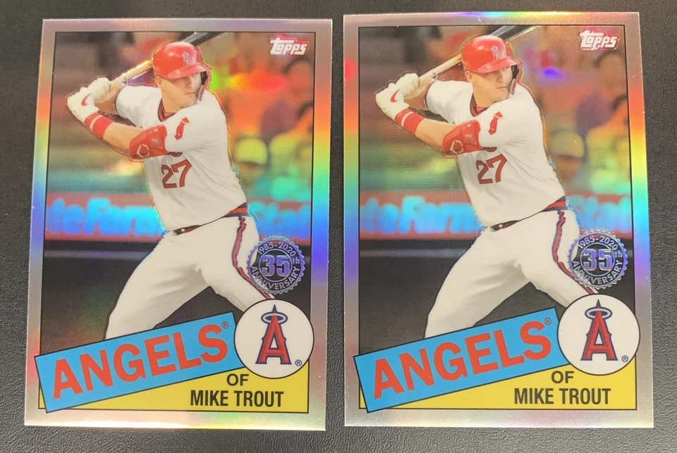 2020 Topps Chrome Mike Trout - 1985 35th anniversary Card 85TC-1 Lot X2 - Image 1 of 1